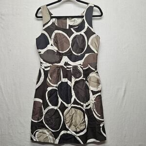 Banana Republic Brown, Cream & Black Circle Print Midi Dress